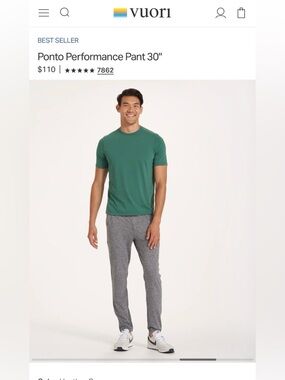 Vuori Ponto Performance Joggers in Heather Gray